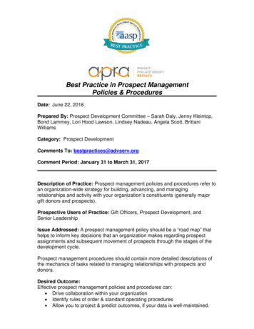 AASP Best Practices Prospect Management Policies