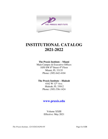 INSTITUTIONAL CATALOG 2021-2022 - Praxis.edu