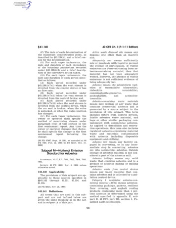 §61.140 40 CFR Ch. I (7-1-11 Edition) - Govinfo