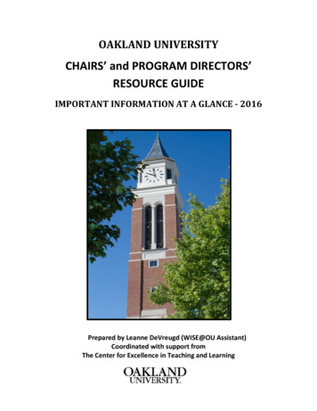 IMPORTANT INFORMATION AT A GLANCE - 2016 - Oakland University