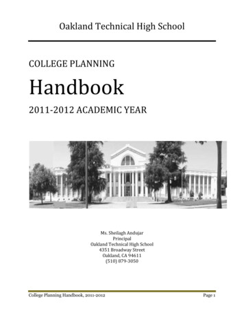 Oakland Technical High School COLLEGE PLANNING Handbook