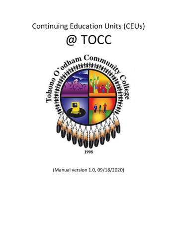 Continuing Education Units (CEUs) @ TOCC