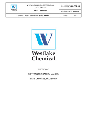 SECTION C CONTRACTOR SAFETY MANUAL LAKE CHARLES, LOUISIANA - Westlake