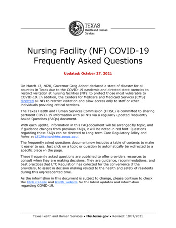 Nursing Facility COVID-19 Frequently Asked Questions - Texas