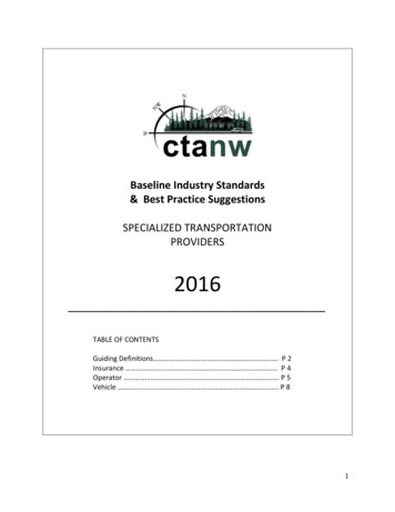 Baseline Industry Standards & Best Practice Suggestions