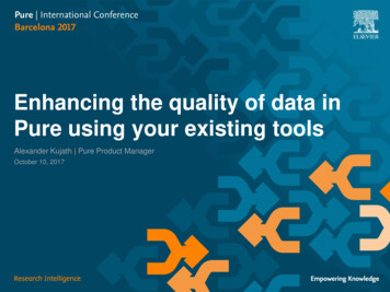 Enhancing The Quality Of Data In Pure Using Your Existing Tools