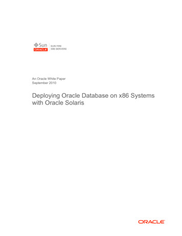 Deploying Oracle Database On X86 Systems With Oracle Solaris
