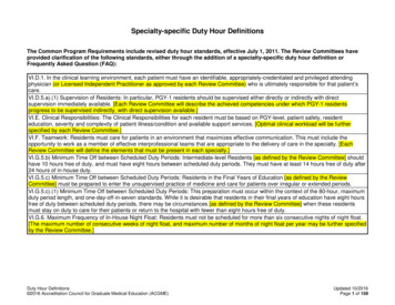 Specialty-specific Duty Hour Definitions - ACGME