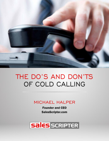 The Do's AnD Don'Ts Of ColD Calling