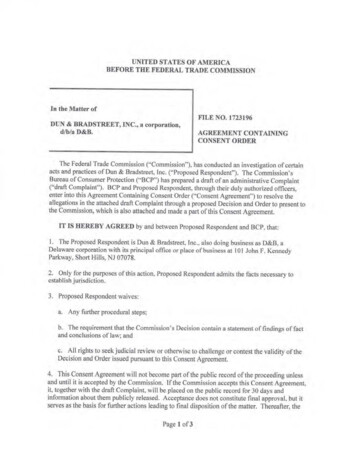 Dun & Bradstreet, Inc. Agreement Containing Consent Order