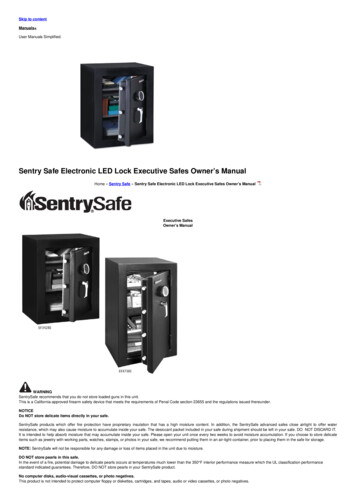 Sentry Safe Electronic LED Lock Executive Safes Owner's Manual - Manuals 
