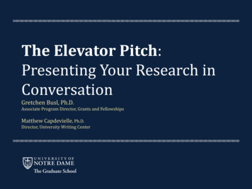 The Elevator Pitch - The Graduate School