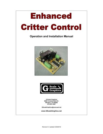 Operation And Installation Manual - G-Scale Graphics