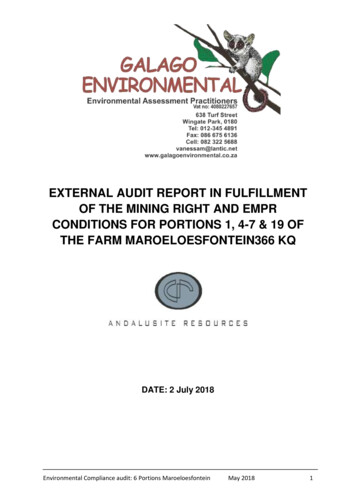 EXTERNAL AUDIT REPORT IN FULFILLMENT OF THE . - Galago Environmental