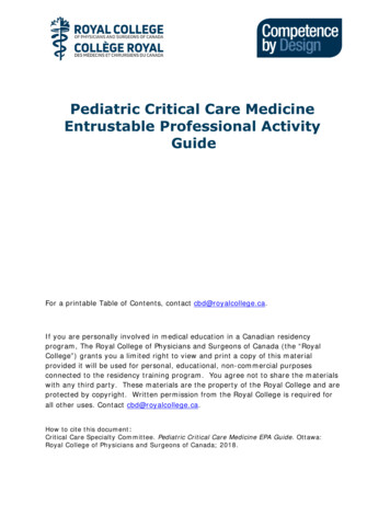 Pediatric Critical Care Medicine Entrustable Professional Activity Guide