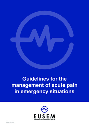 Guidelines For The Management Of Acute Pain In Emergency Situations - Eusem