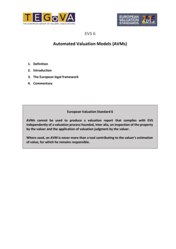 EVS 6 Automated Valuation Models (AVMs) - NUPCG