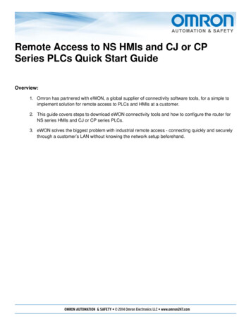Re Access To NS HMIs And CJ Or CP Se PLCs K Start Guide - Omron