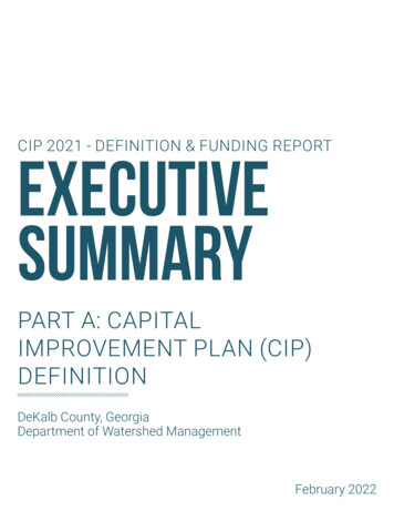 Part A: Capital Improvement Plan (Cip) Definition