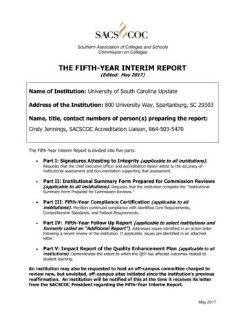 THE FIFTH-YEAR INTERIM REPORT - University Of South Carolina Upstate
