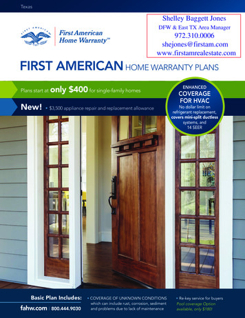 FIRST AMERICAN HOME WARRANTY PLANS - Rrbackoffice 