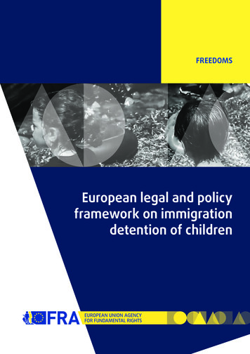 European Legal And Policy Framework On Immigration Detention Of Children