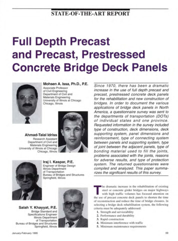 Full Depth Precast And Precast, Prestressed Concrete Bridge Deck . - PCI