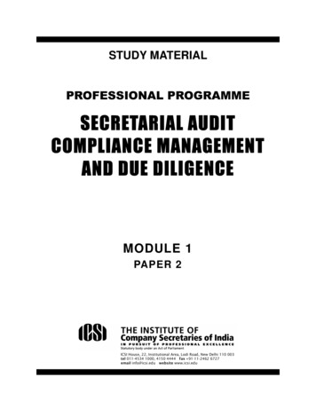 Secretarial Audit Compliance Management And Due Diligence And . - Icsi