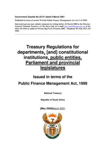 Treasury Regulations For Departments, [and . - National Treasury