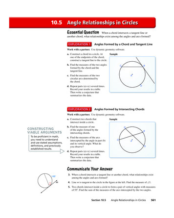 10.5 Angle Relationships In Circles - Big Ideas Learning