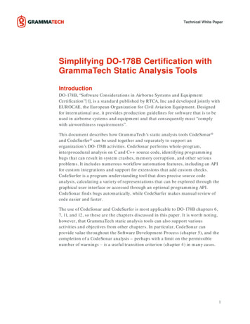 Simplifying DO-178B Certification With GrammaTech Static . - Verifysoft