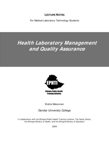 Health Laboratory Management And Quality Assurance - Carter Center