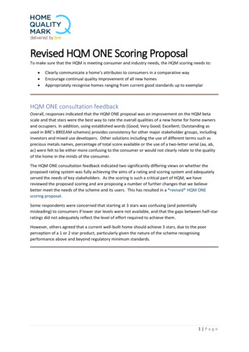 Revised HQM ONE Scoring Proposal - Home Quality Mark