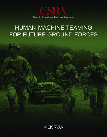 Human-machine Teaming For Future Ground Forces - Csba