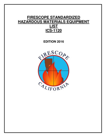 FIRESCOPE STANDARDIZED HAZARDOUS MATERIALS EQUIPMENT LIST . - California