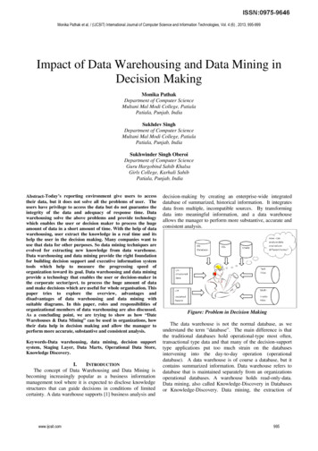 55. Impact Of Data Warehousing And Data Mining In Decision . - IJCSIT