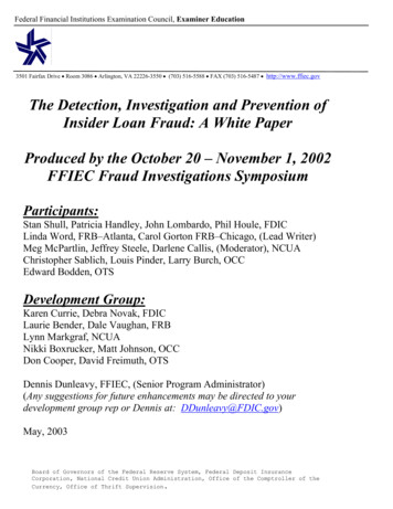 Insider Loan Fraud Guidance - Federal Financial Institutions .