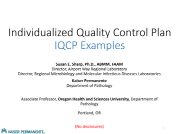 Individualized Quality Control Plan IQCP Examples