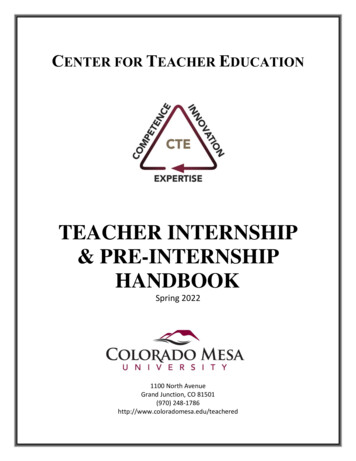 TEACHER INTERNSHIP & PRE-INTERNSHIP HANDBOOK - Colorado Mesa University
