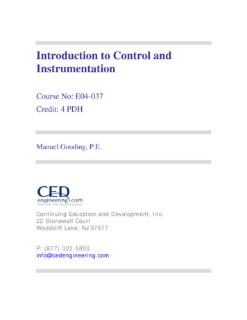 Introduction To Control And Instrumentation - CED Engineering