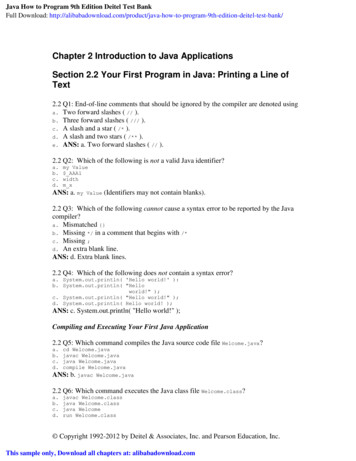 Chapter 2 Introduction To Java Applications Section 2.2 Your First .