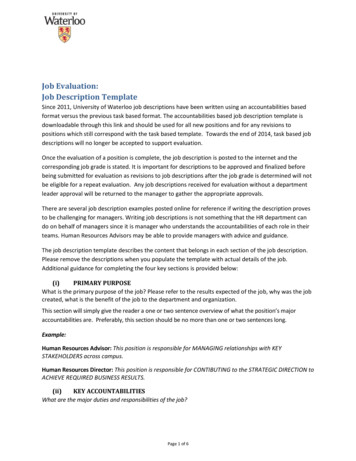 Job Evaluation: Job Description Template - University Of Waterloo