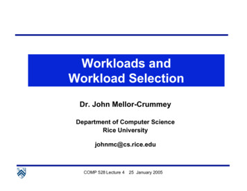 Workloads And Workload Selection - Rice University