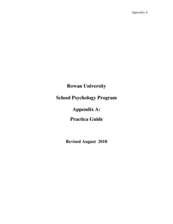 Rowan University School Psychology Program Appendix A: Practica Guide