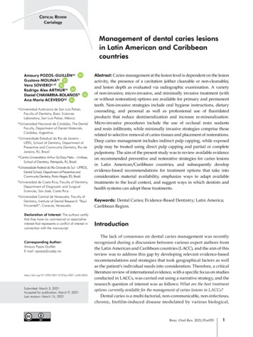 Management Of Dental Caries Lesions In Latin American And Caribbean .