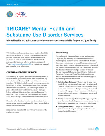TRICARE Mental Health And Substance Use Disorder Services (Jan 2019)