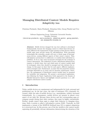Managing Distributed Context Models Requires Adaptivity Too
