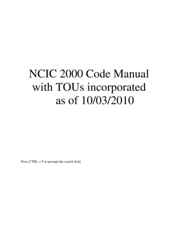 NCIC 2000 Code Manual With TOUs Incorporated