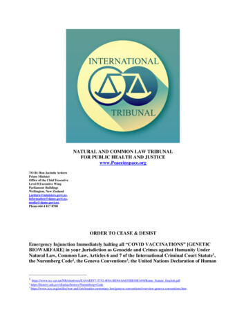 Natural And Common Law Tribunal For Public Health And Justice
