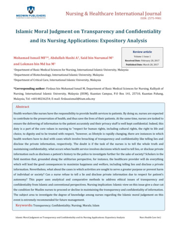 Islamic Moral Judgment On Transparency And Confidentiality And Its .